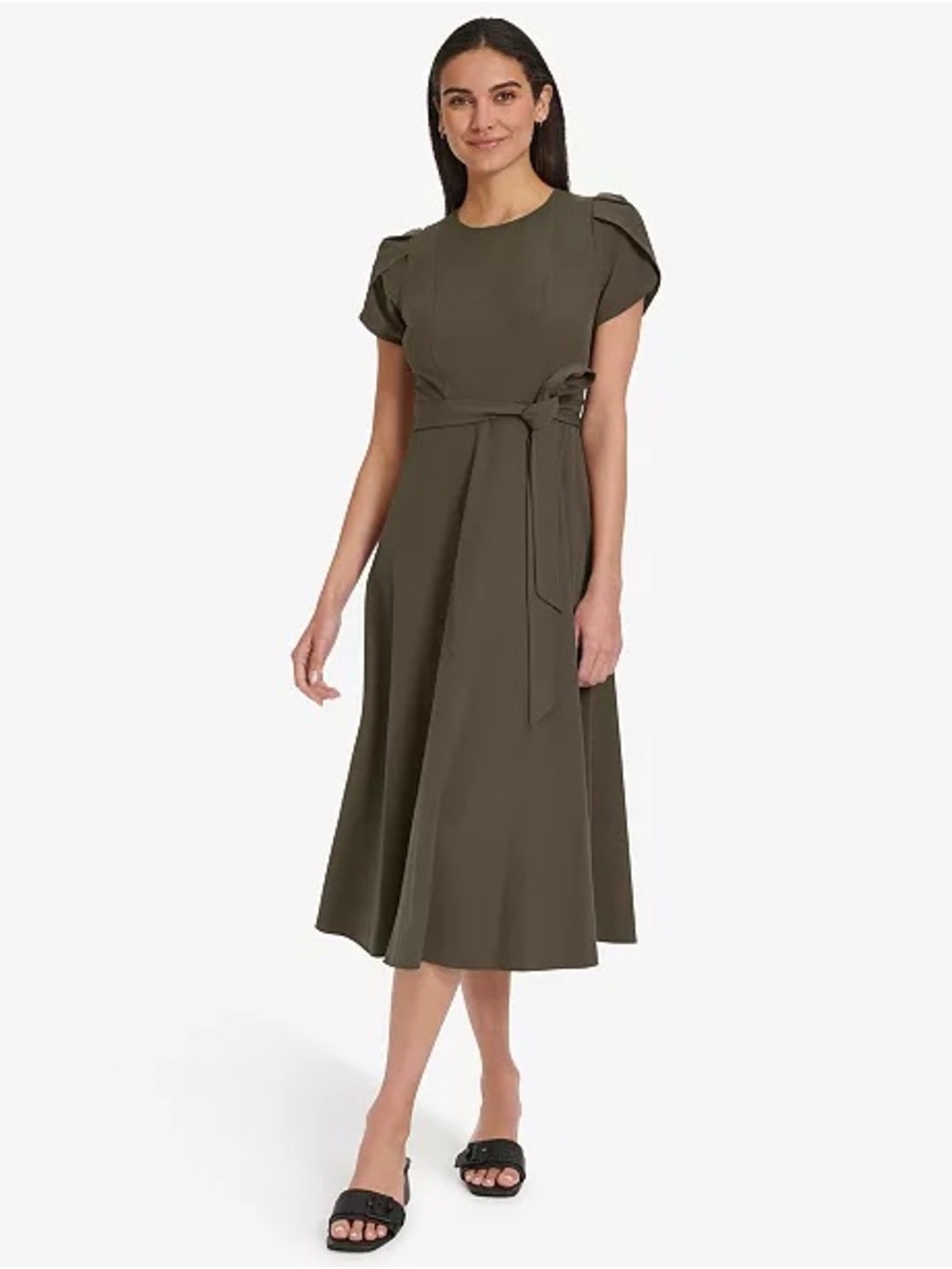 NWT Women's Tulip-Sleeve A-Line Midi Dress